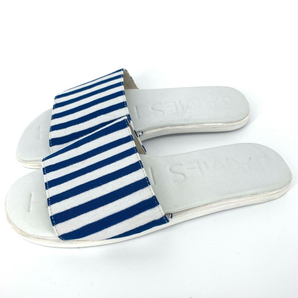 James Smith Blue & White Striped "On Duty" Poolside Slides Size 41 (US 11)